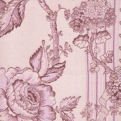 306770F-01L TOILE DES ROSES Pinks on Pale Pink on Linen Quadrille Fabric