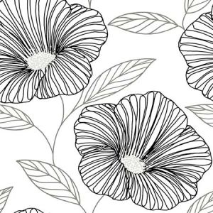 2973-91134 Mythic Black Floral Brewster Wallpaper
