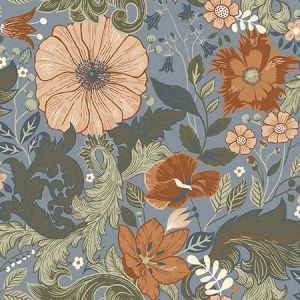 2999-13108 Victoria Blue Floral Nouveau Brewster Wallpaper