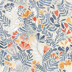 2999-55013 Brittsommar Light Blue Woodland Floral Brewster Wallpaper