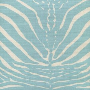 306370F-03 ZEBRE New Blue on Tinted Quadrille Fabric