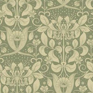 4080-83126 Berit Green Floral Crest Brewster Wallpaper