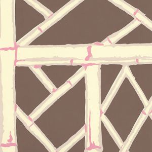 6020W-05 LYFORD TRELLIS Brown Beige Taupe Pink Quadrille Wallpaper