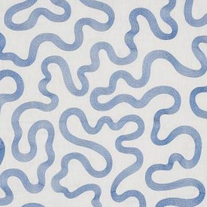 80790 RILEY EMBROIDERY Navy On Ivory Schumacher Fabric