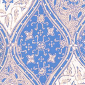 6630-02WP BALINESE BATIK French Blue Cream On White Quadrille Wallpaper