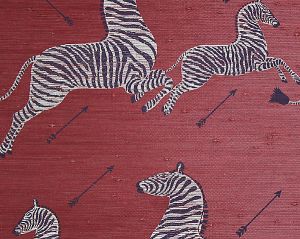 SC 0002G81388M ZEBRAS Zebras On Red Scalamandre Wallpaper