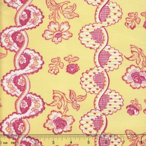 2440-01 TOILE RAYURE DE VIZILLE Citron Quadrille Fabric