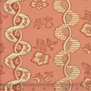 2440-02 TOILE RAYURE DE VIZILLE Rouille Quadrille Fabric