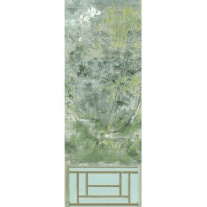 WNM 0004CRESP1 CRESTED CRANE PANEL 1 Green Gold Scalamandre Wallpaper