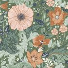 2999-13109 Victoria Green Floral Nouveau Brewster Wallpaper