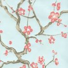 306500W-06WP CHERRY BRANCH Pale Blue Pink Taupe Brown Quadrille Wallpaper