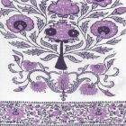 HC2010I-09 KALAMKARI BORDER Purple Lavender on Ivory  Quadrille Fabric