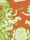 302286F-CU INDEPENDENCE TOILE Green Orange on Linen Quadrille Fabric
