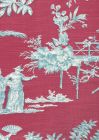 301964F PARADISE GARDEN Turquoise on Rose Quadrille Fabric