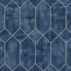 LW51602 Geo Faux Denim Blue and Metallic Silver Seabrook Wallpaper