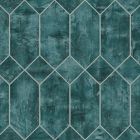LW51604 Geo Faux Emerald and Metallic Silver Seabrook Wallpaper