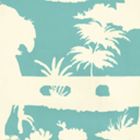 301980W PARADISE BACKGROUND Turquoise On Off White Quadrille Wallpaper